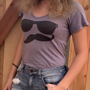 Purple/Gray VOLCOM mustache graphic tee
